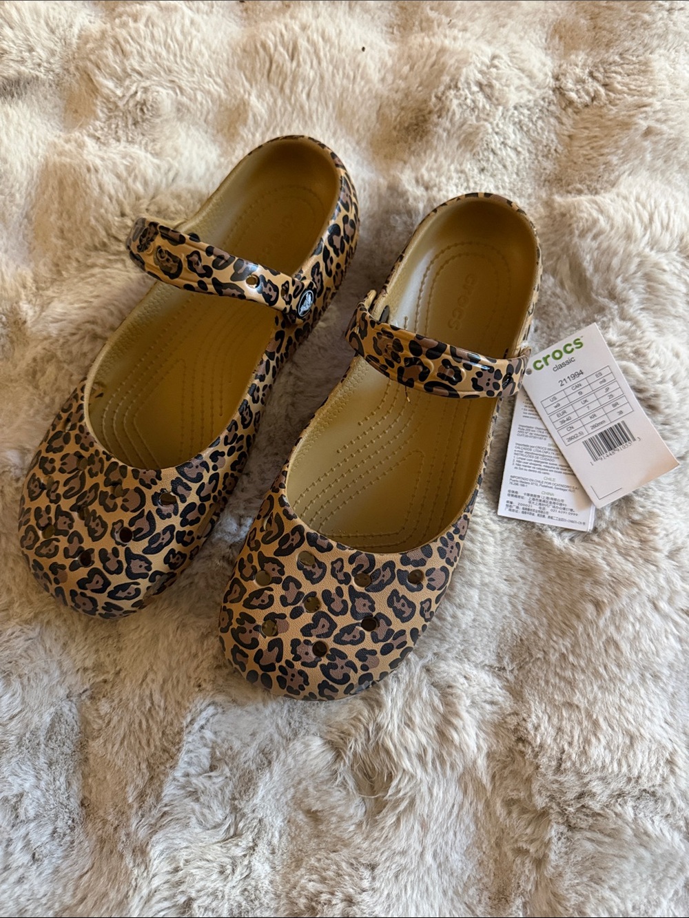 CROCS women’s Leopard Print Mary Jane - Tan/Black